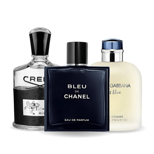 SET DI 3 PROFUMI: BLEU DE CHANEL, CREED AVENTUS, LIGHT BLUE DOLCE GABBANA 100ML