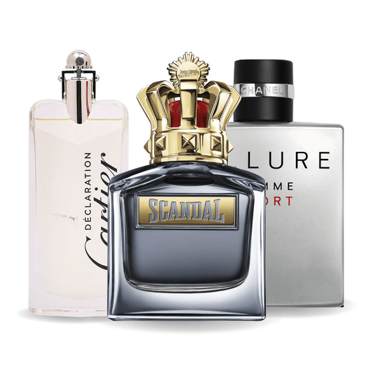 SET DI 3 PROFUMI: ALLURE HOMME SPORTS, JEAN PAUL GAULTIER SCANDAL, CARTIER DECLARATION 100ML