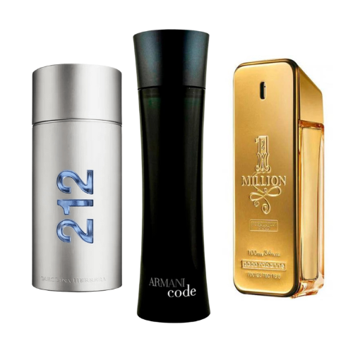 SET DI 3 PROFUMI: 212 MEN NYC, PACO RABANNE ONE MILLION, ARMANI CODE HOMME 100ML