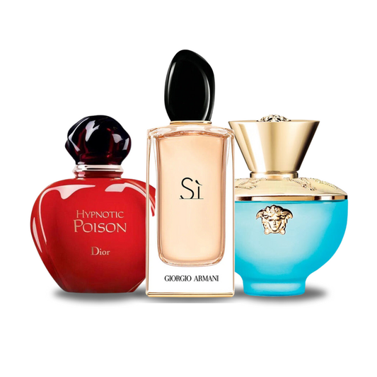 SET DI 3 PROFUMI: DIOR HYPNOTIC POISON, GIORGIO ARMANI SÌ, VERSACE DYLAN TURQUOISE 100ML
